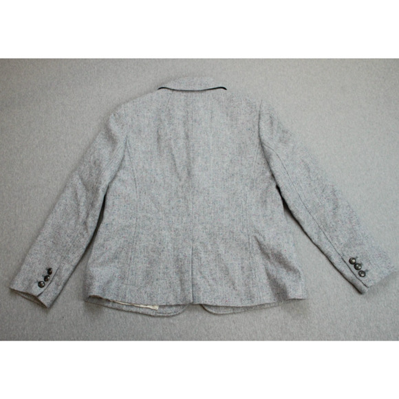 Talbots Blazer Womens 12 Gray Herringbone 2 Button Notch Lapel Formal Jacket - Picture 6 of 12